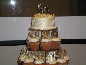 50th Anniversary cupcake tower